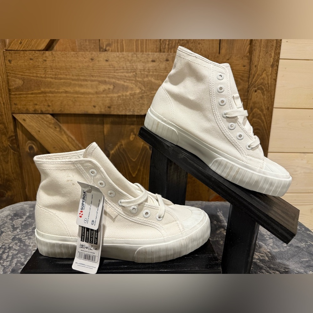 Superga White High-Top Sneakers with Chunky Sole - Picture 3 of 6